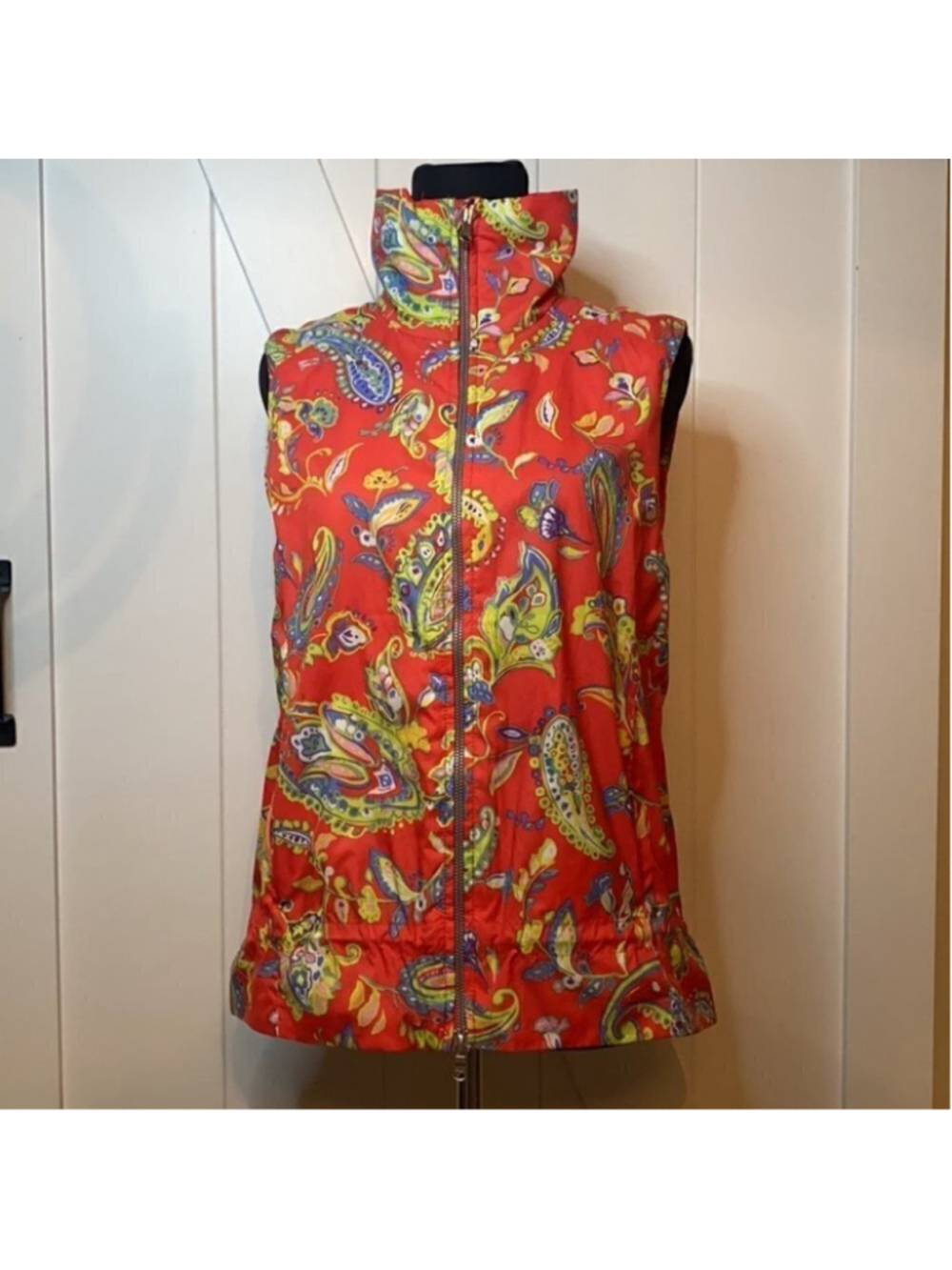 ralph Lauren vented vest paisley bright unique active wear sz small